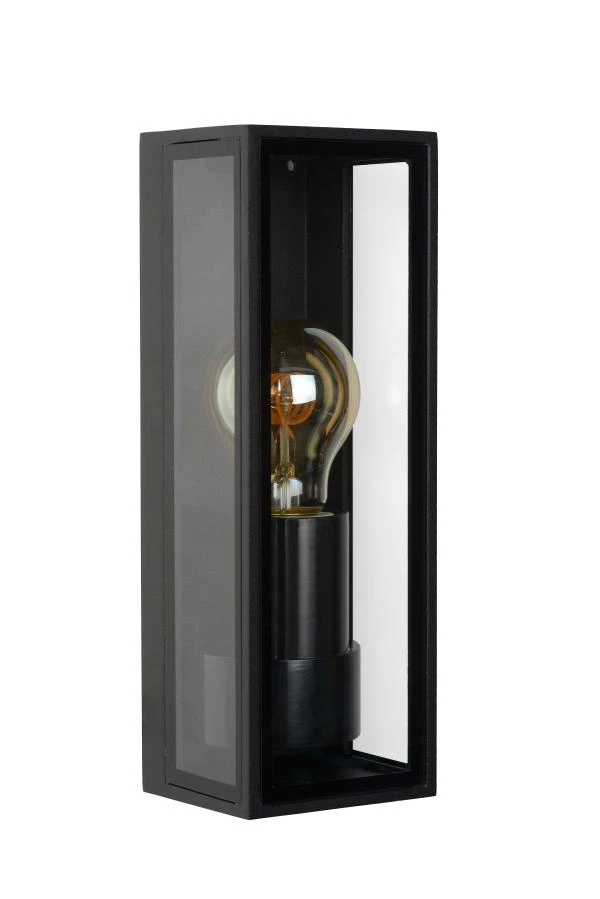 Lucide DUKAN - Wandlamp Binnen/Buiten - 1xE27 - IP65 - Zwart - uitgezet